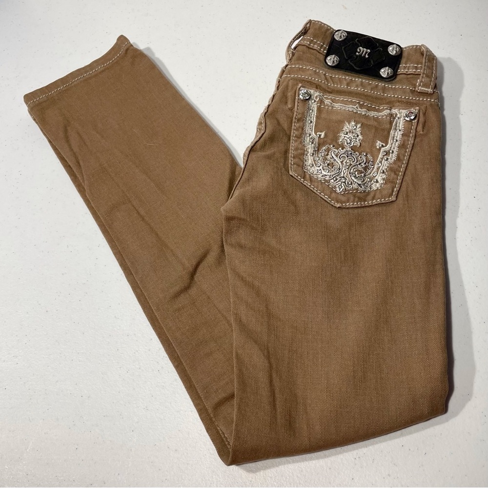 MISS ME Girl's Golden Brown Denim Skinny Jeans - Size 10